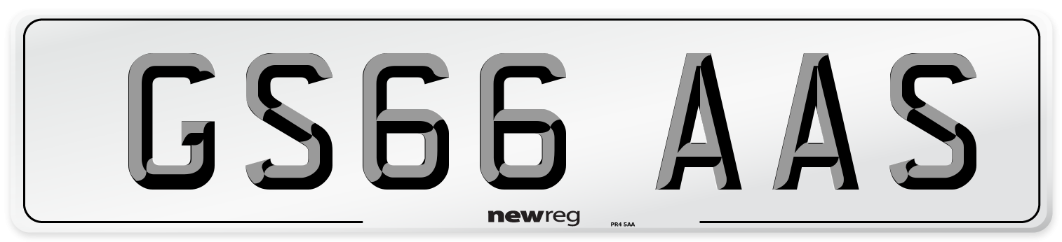 GS66 AAS Number Plate from New Reg